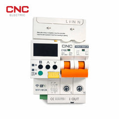 CNC WiFi 2 Pole Smart Breaker 100A | Display perspective view smart WiFi circuit breaker Pakistan
