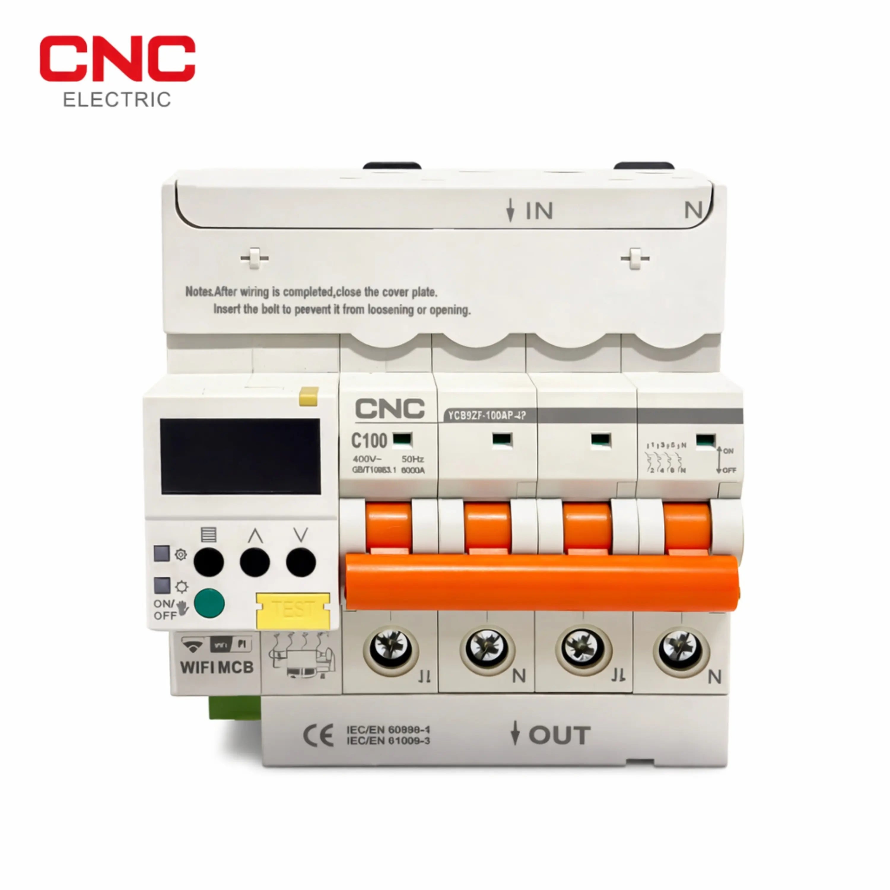 CNC WiFi 4 Pole Smart Breaker 100A | Display front view smart WiFi circuit breaker Pakistan