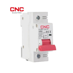 CNC AC 1 Pole MCB 100A | Reliable Overload Protection angled view AC circuit breaker Pakistan