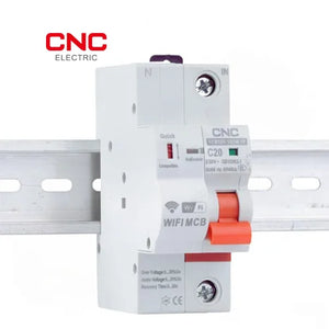 CNC Wi-Fi 1 Pole Circuit Breaker 32A, 63A |  Remote Control & App Monitoring angled view smart WiFi circuit breaker Pakistan
