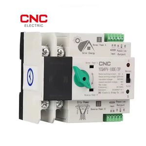CNC DC 2 Pole 500V DC 100A YCQ4 Automatic Transfer Switch | Safe Solar Backup angled view automatic transfer switch Pakistan