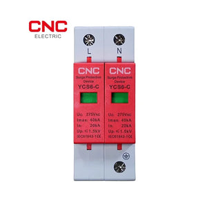 CNC AC 2 Pole 20KA-40KA 275V, 385V, 440V, 750V Surge Protection Devices YCS6 front view surge protection device Pakistan