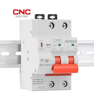 CNC Wi-Fi 2 Pole Circuit Breaker 100A | Remote Control & App Monitoring angled view smart WiFi circuit breaker Pakistan