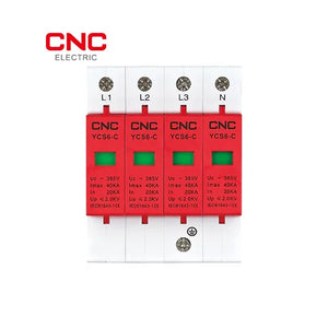 CNC AC 4 Pole 385V 20KA-40KA, 40KA-60KA, 60KA-80KA Surge Protection Device YCS6 front view surge protection device Pakistan