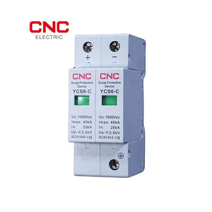 CNC DC SPD 1000V 2 Pole | Solar Surge Protector angled view surge protection device Pakistan