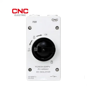 CNC DC 2 Pole Isolator 32A, YCDCS-EL | Wall Mounted Safety Switch front view DC isolator switch Pakistan
