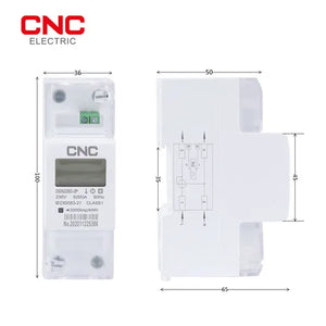 CNC Single Phase Din-Rail LCD Energy Meter | Reliable Power Monitoring angled view energy meter Pakistan