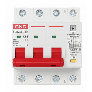 CNC RCBO 4P Residual Current Circuit Breakers 32A, 63A YCB6HLN front view earth leakage breaker Pakistan